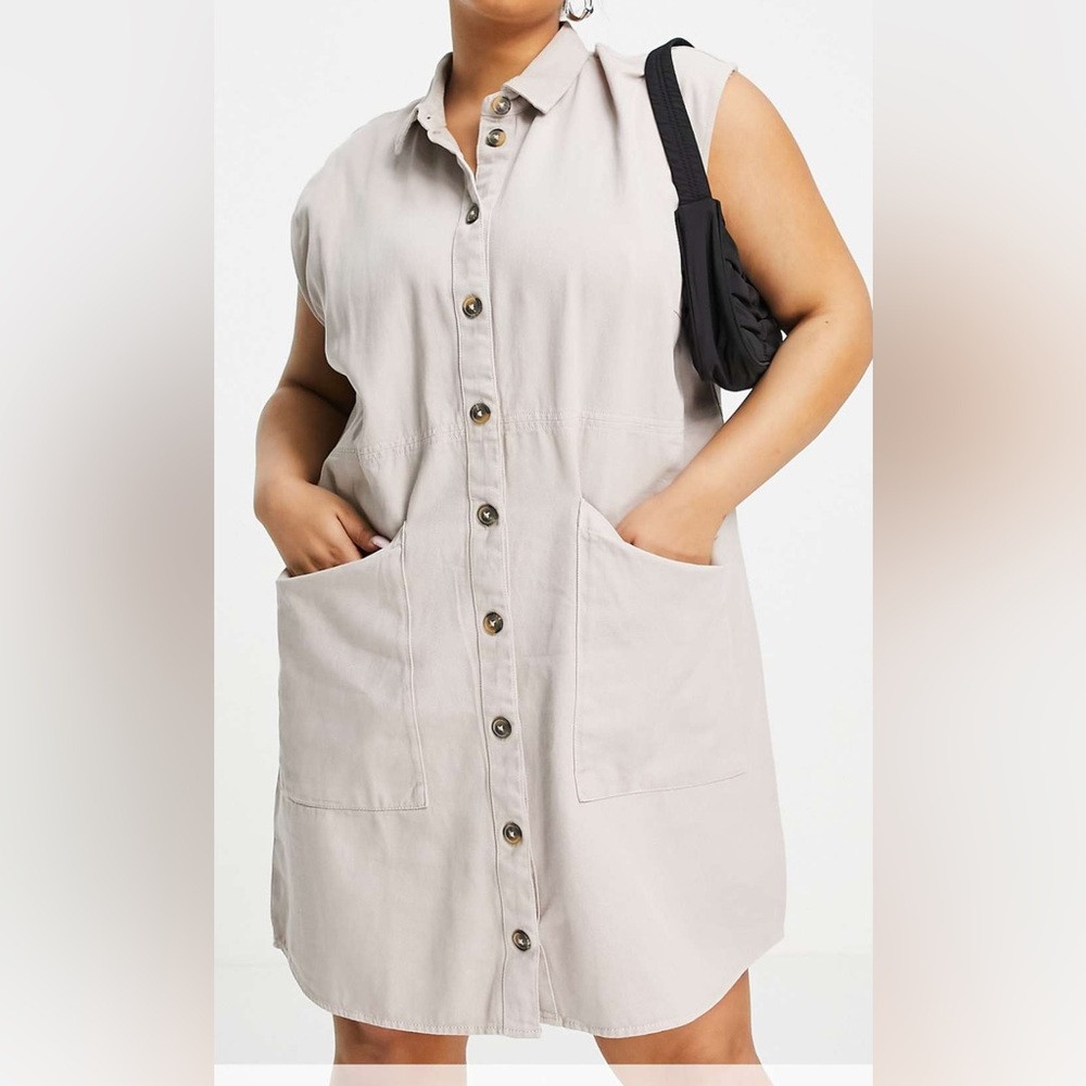 ASOS Khaki Denim Shirt Dress
